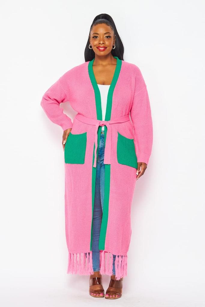 Plus size outlet pink cardigan sweater