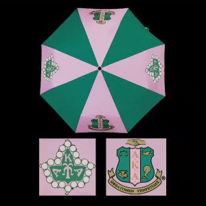 AKA Umbrella with Sorority Emblems, Ivy Leaf with 20 Pearls and Sorority Shield