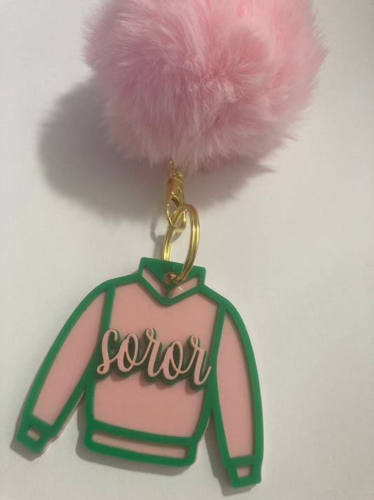 Alpha Kappa Alpha Inspired: Pink & Green Shirt Keychain