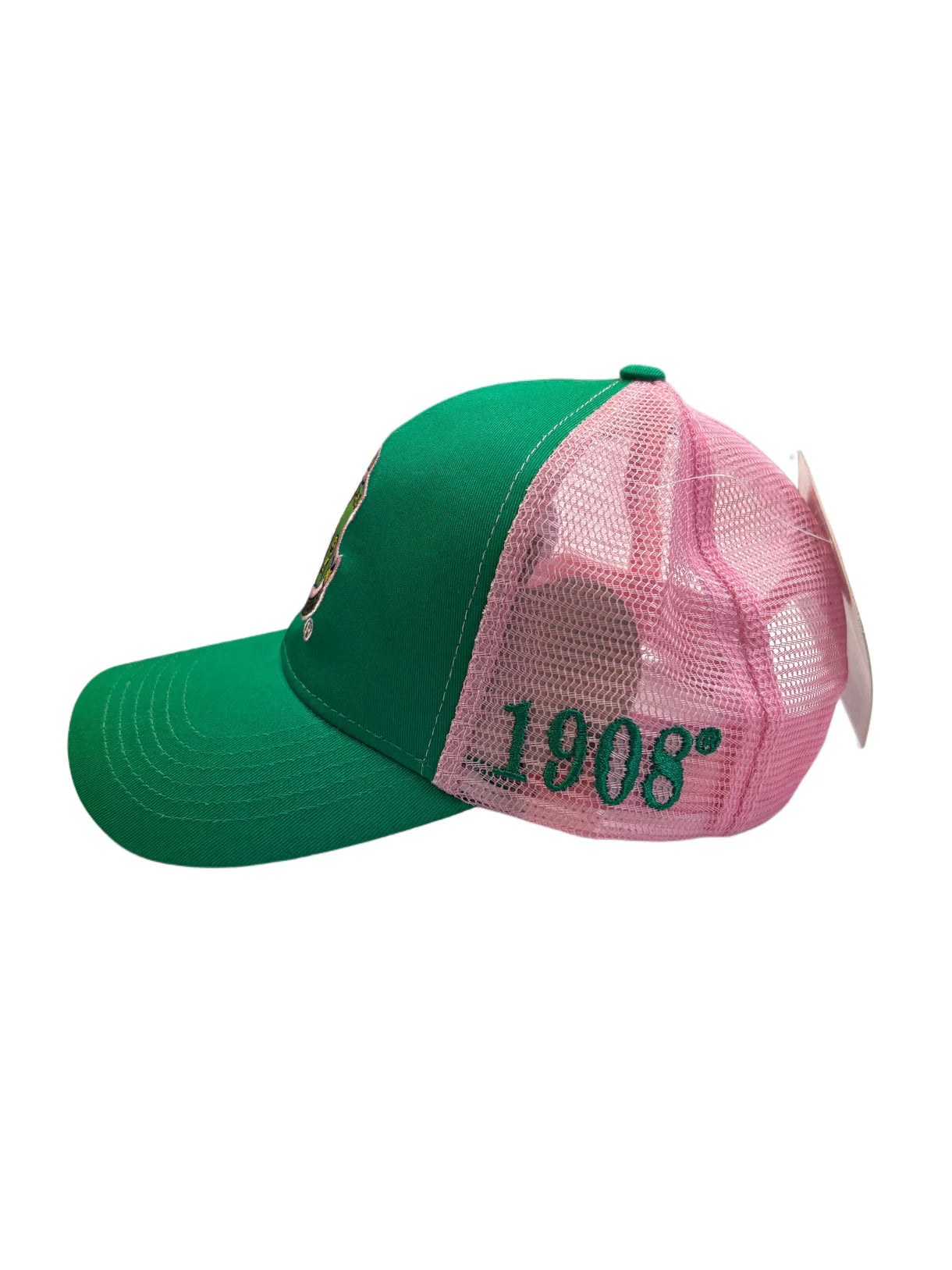 Side view of AKA Trucker Hat with Founding Year, 1908