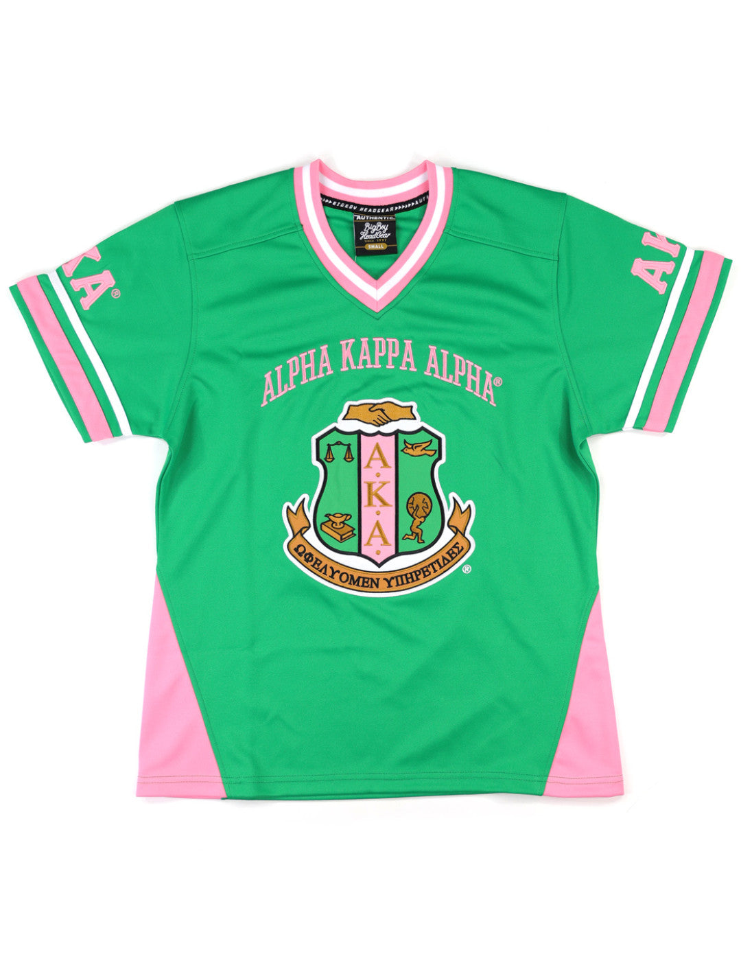 Alpha Kappa Alpha Pink & Green Football Jersey - AKA Emblems