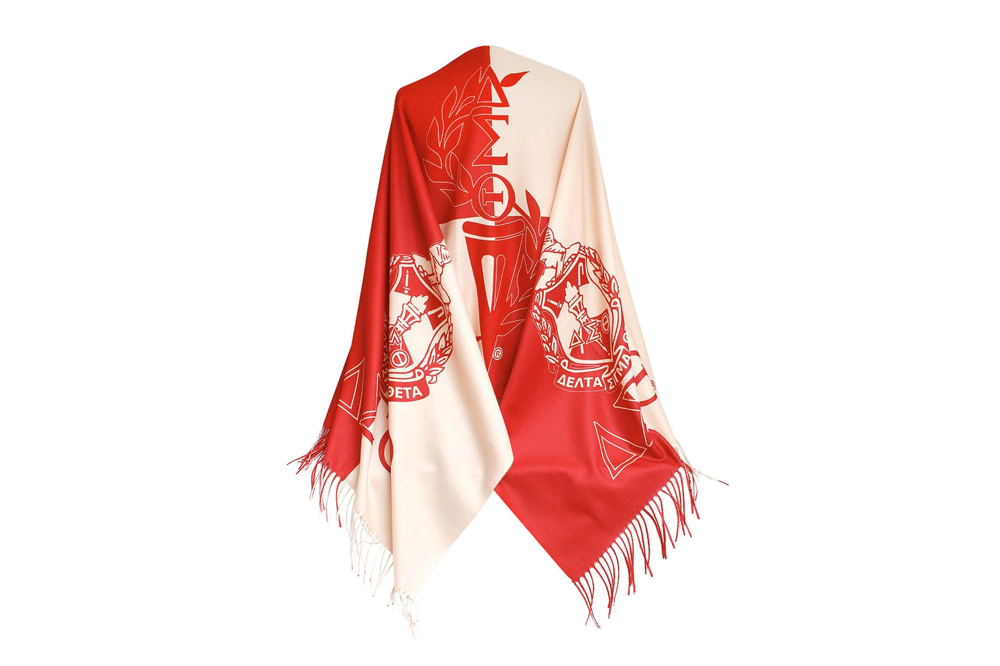 Delta Sigma Theta (DST)  Sorority Red Cream Block  Shawl Scarf