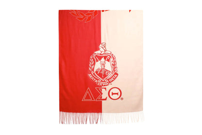 Delta Sigma Theta (DST)  Sorority Red Cream Block  Shawl Scarf