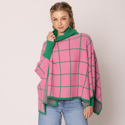 Alpha Kappa Alpha pane sweater poncho