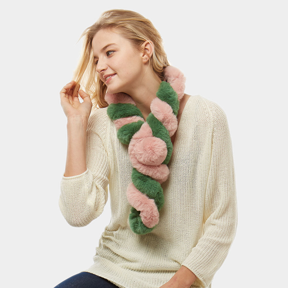 Pink & Green Faux Fox Wrap