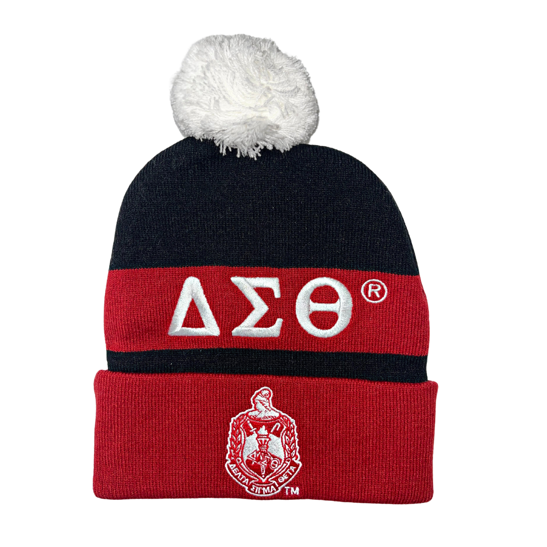 Delta Sigma Theta Black, Red & White Beanie Cap