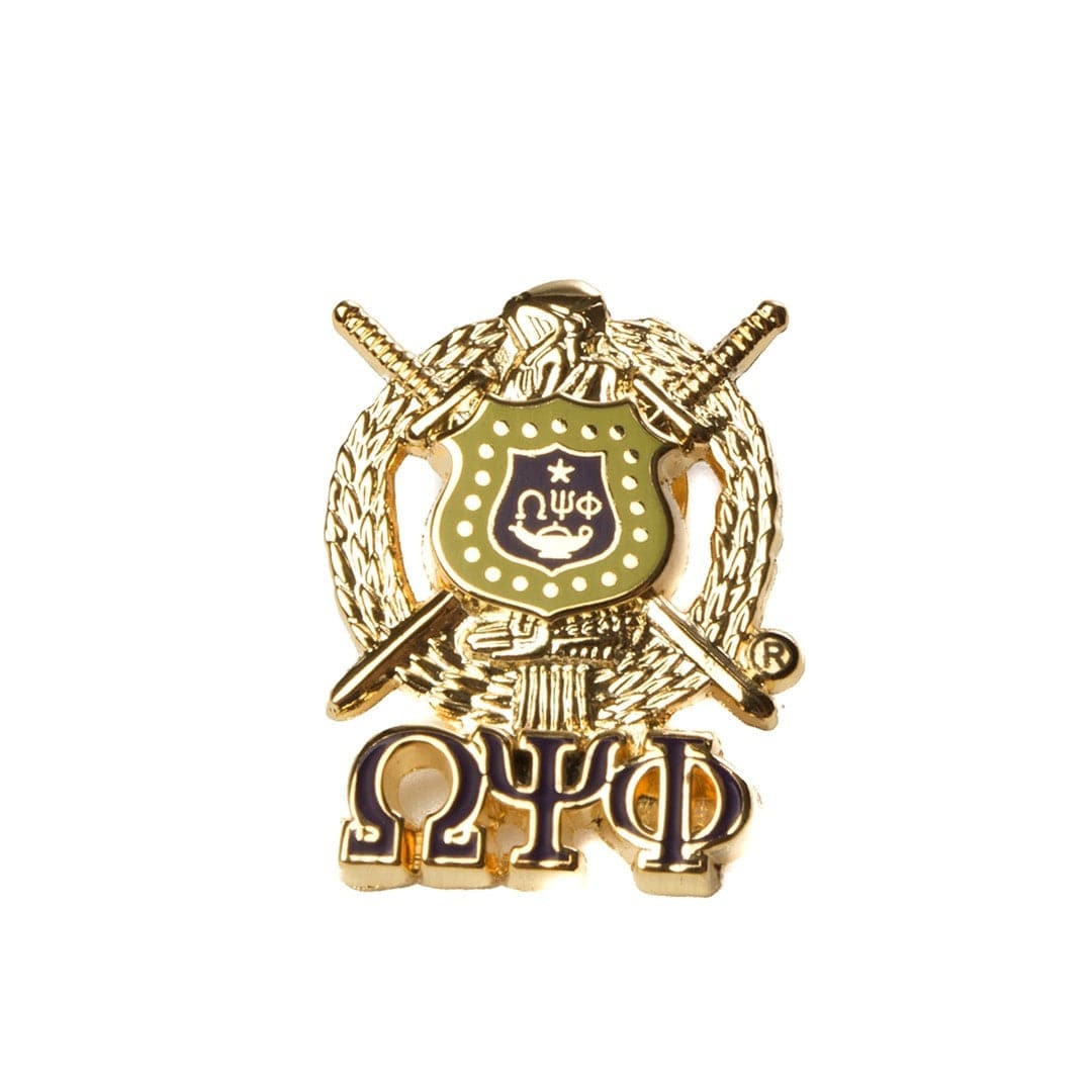 Omega Psi Phi Shield Lapel Pin with Greek Letters